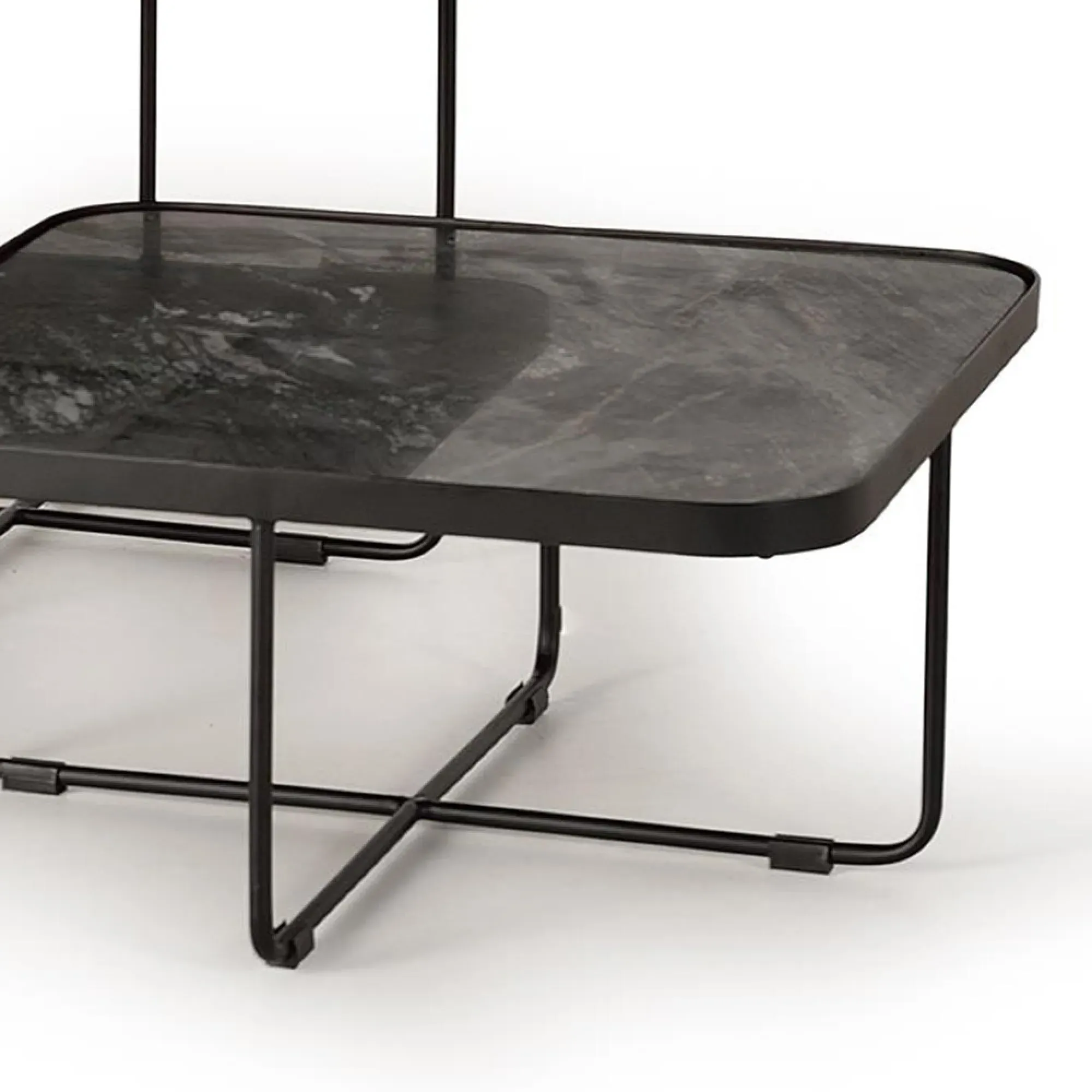 Ukwaheri Square End Table Set of 3 - Black, Marble