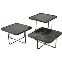 Ukwaheri Square End Table Set of 3 - Black, Marble