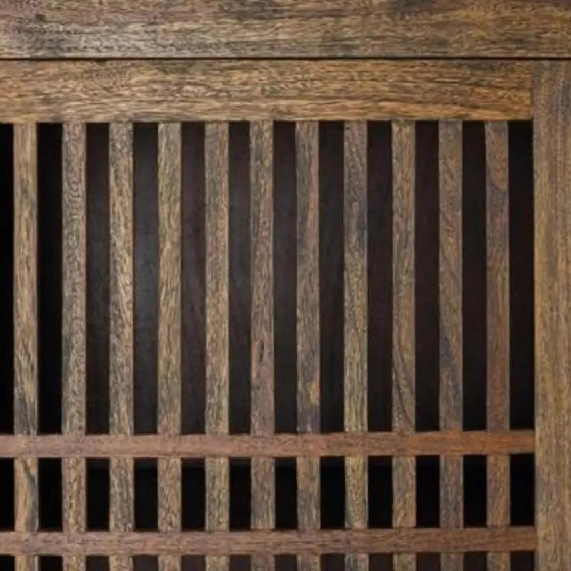 Uvalda Acacia Wood Slatted 2 Door Hall Cabinet