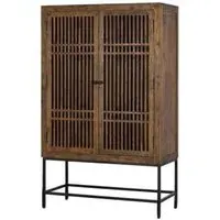Uvalda Acacia Wood Slatted 2 Door Hall Cabinet