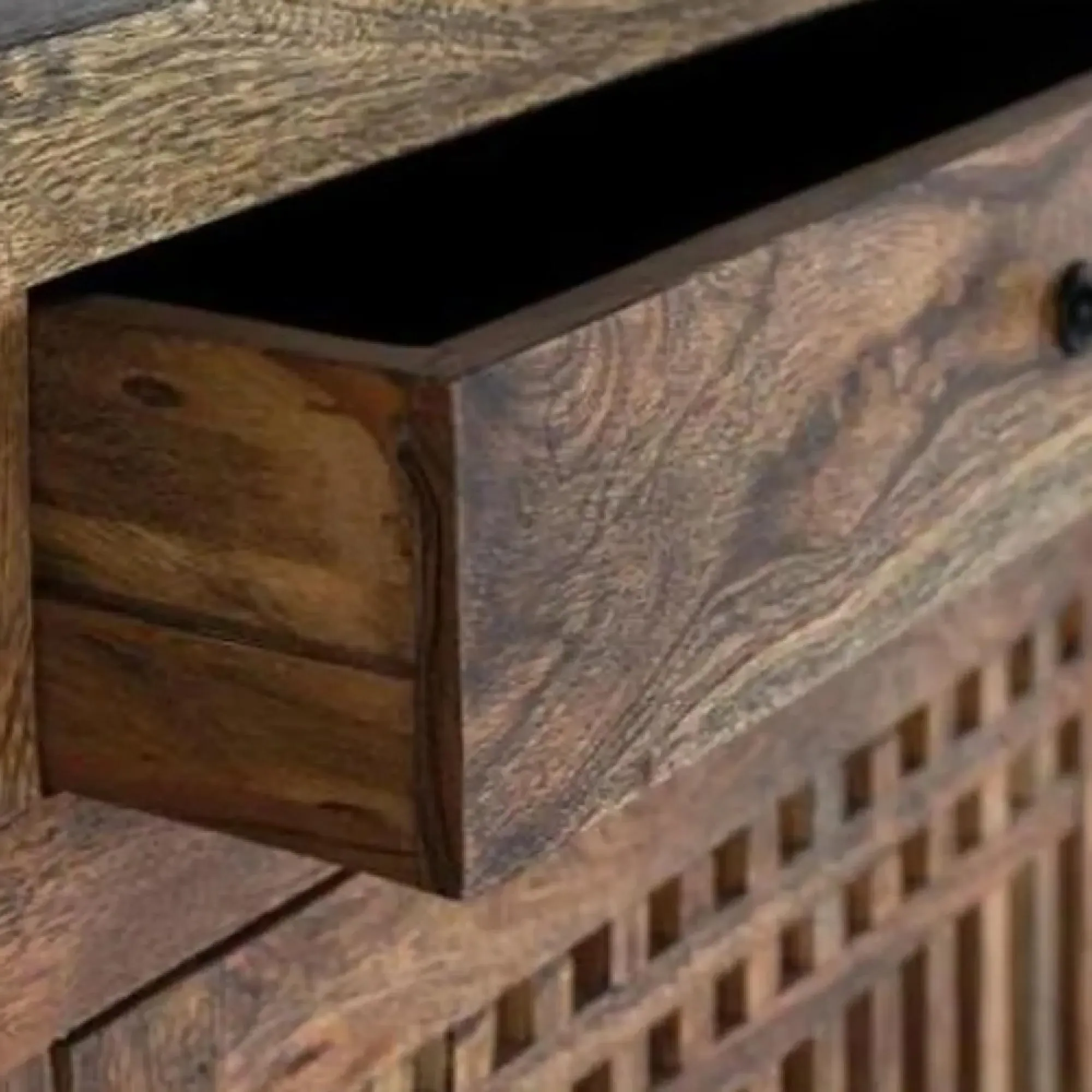 Uvalda Acacia Wood Slatted 3 Door Extra Large Sideboard