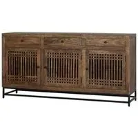 Uvalda Acacia Wood Slatted 3 Door Extra Large Sideboard