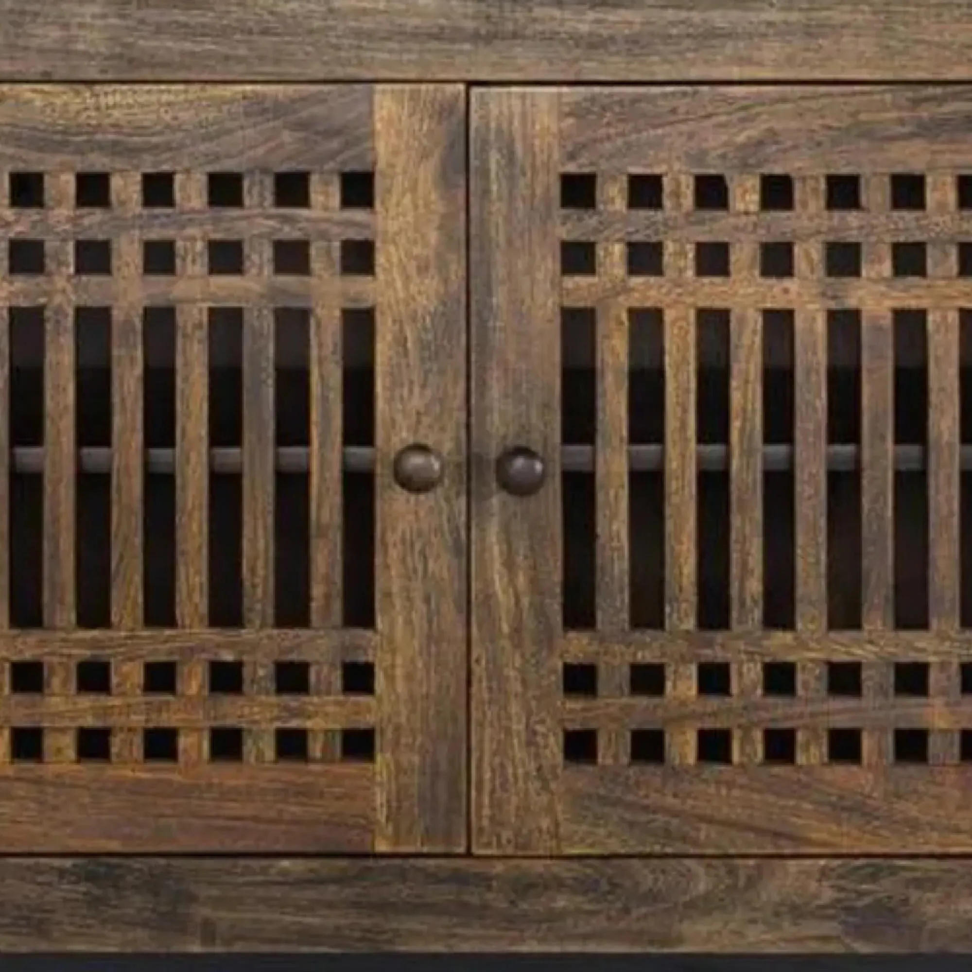 Uvalda Acacia Wood Slatted 4 Door Large TV Unit