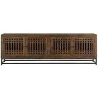 Uvalda Acacia Wood Slatted 4 Door Large TV Unit