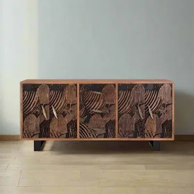 Valentia 4 Door Large Sideboard - Natural, Acacia Wood