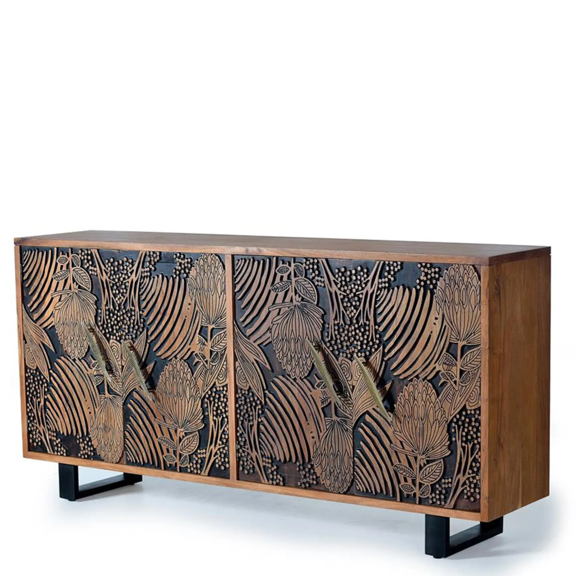 Valentia 4 Door Sideboard - Natural, Acacia Wood