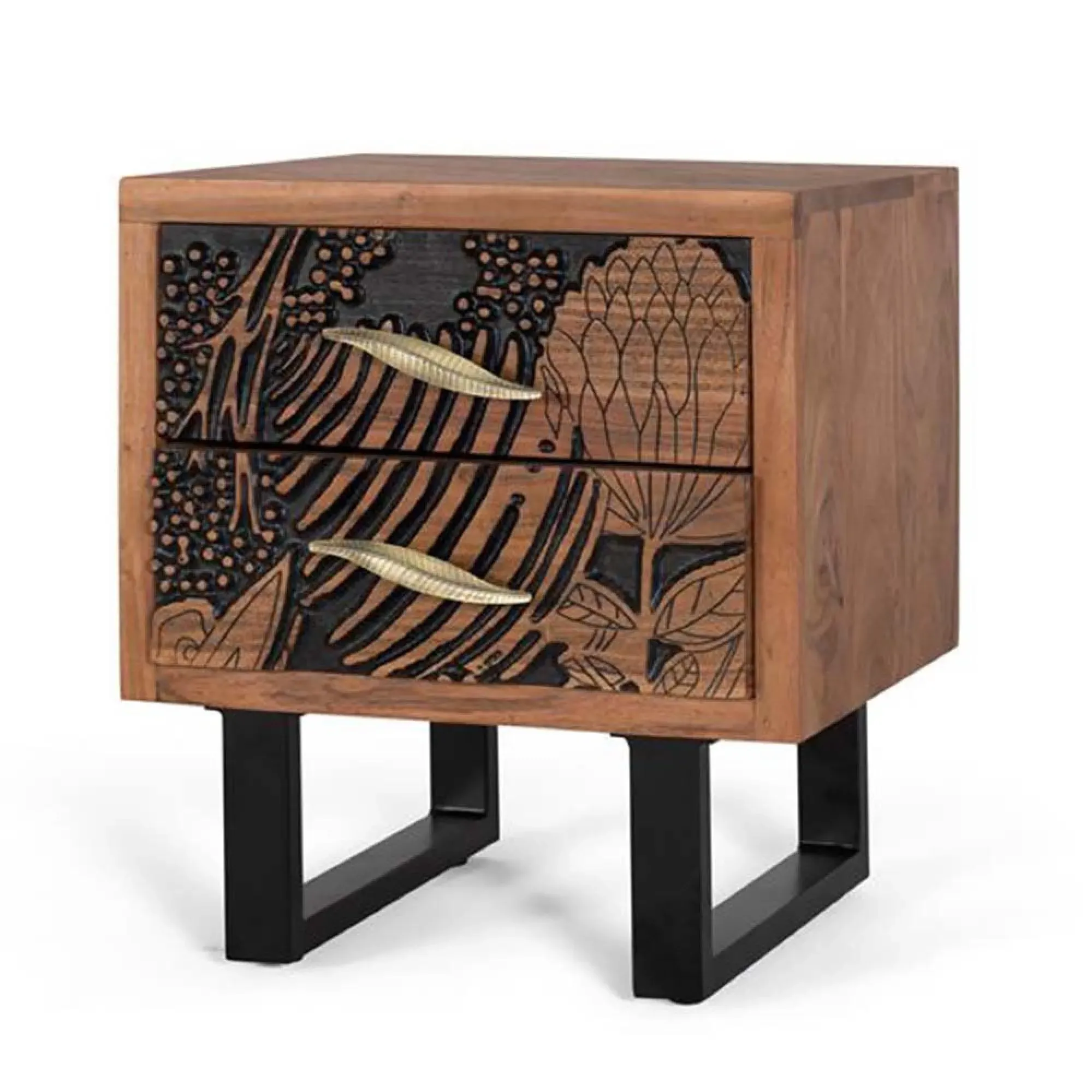 Valentia Artisan 2 Drawer Side Table - Natural, Acacia Wood