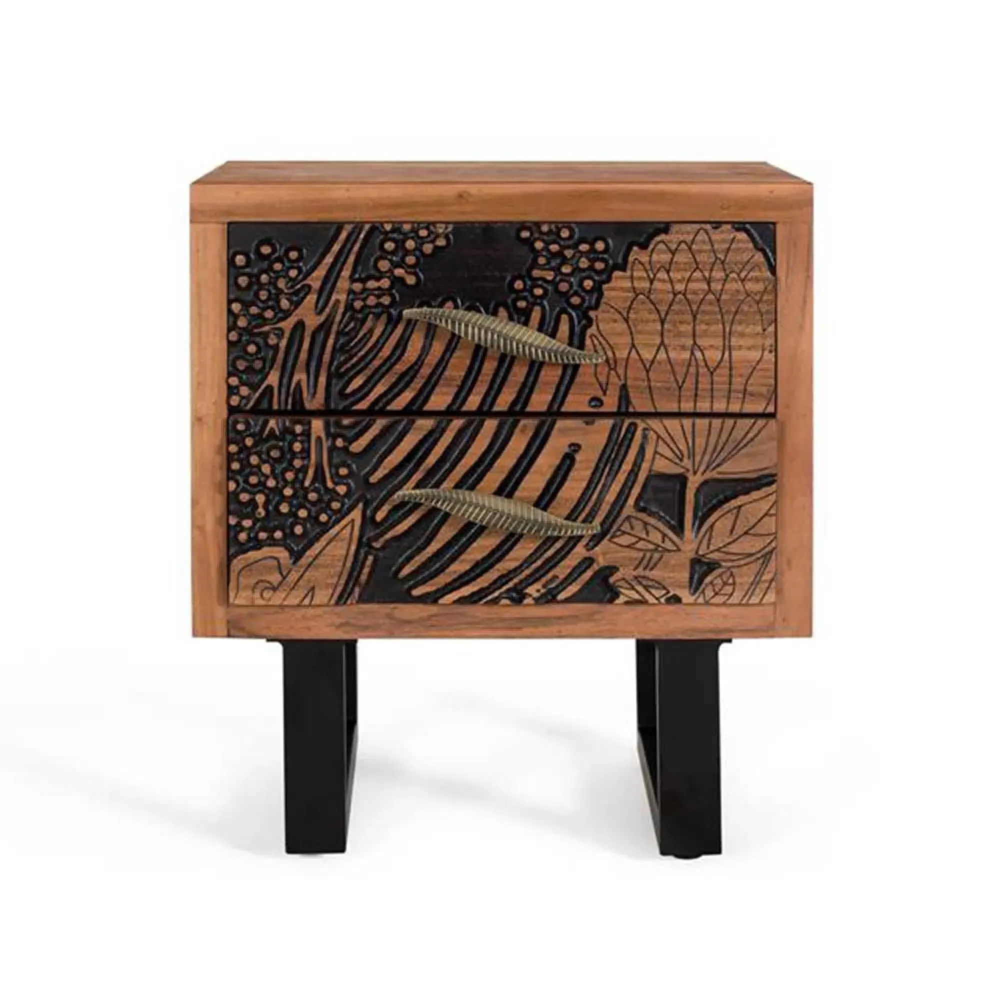 Valentia Artisan 2 Drawer Side Table - Natural, Acacia Wood