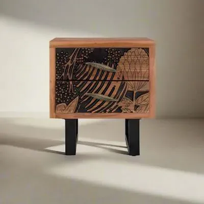 Valentia Artisan 2 Drawer Side Table - Natural, Acacia Wood