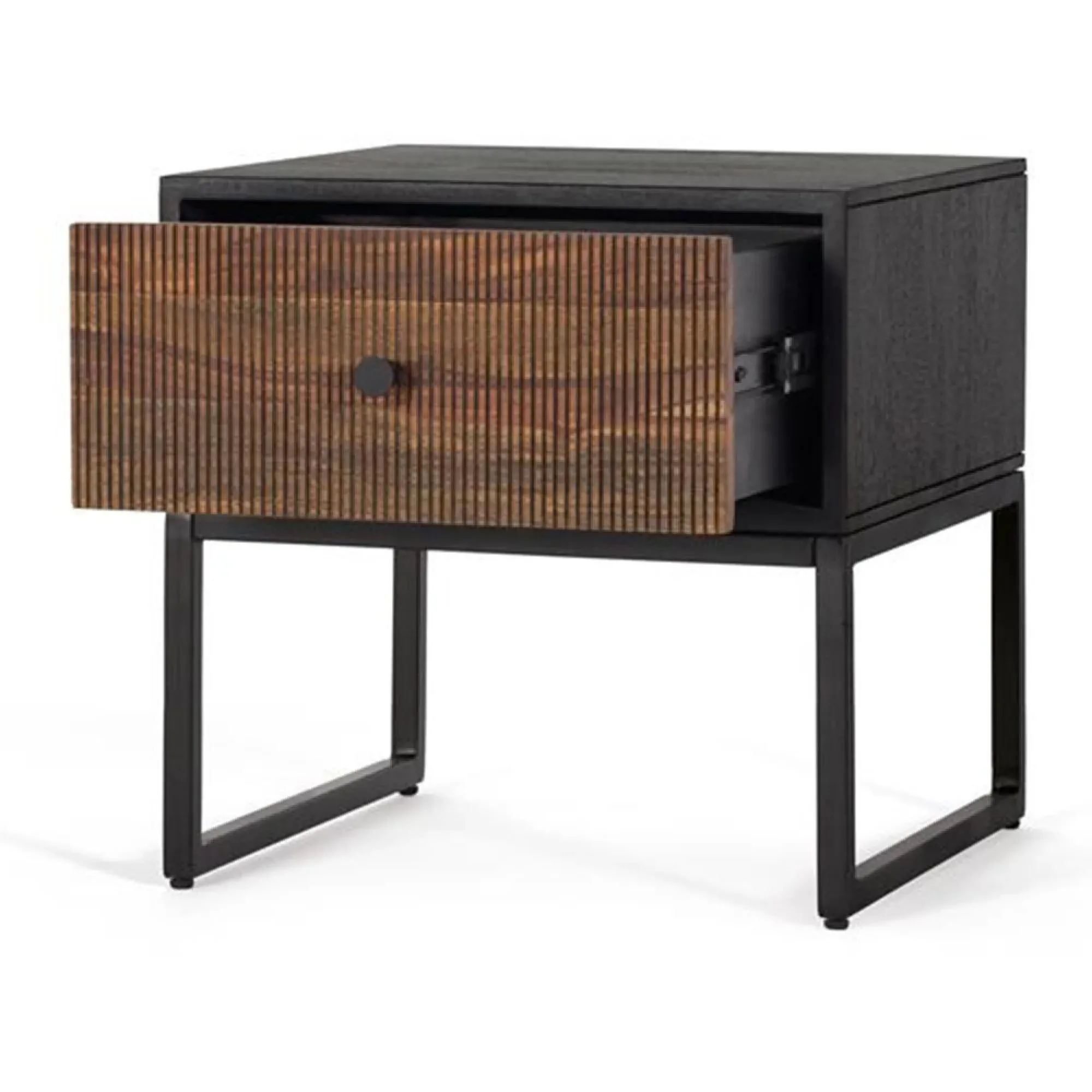 Venedocia 1 Drawer Bedside Table - Brown, Mango Wood