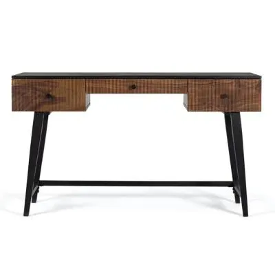 Venedocia 3 Drawer Desk - Brown, Mango Wood