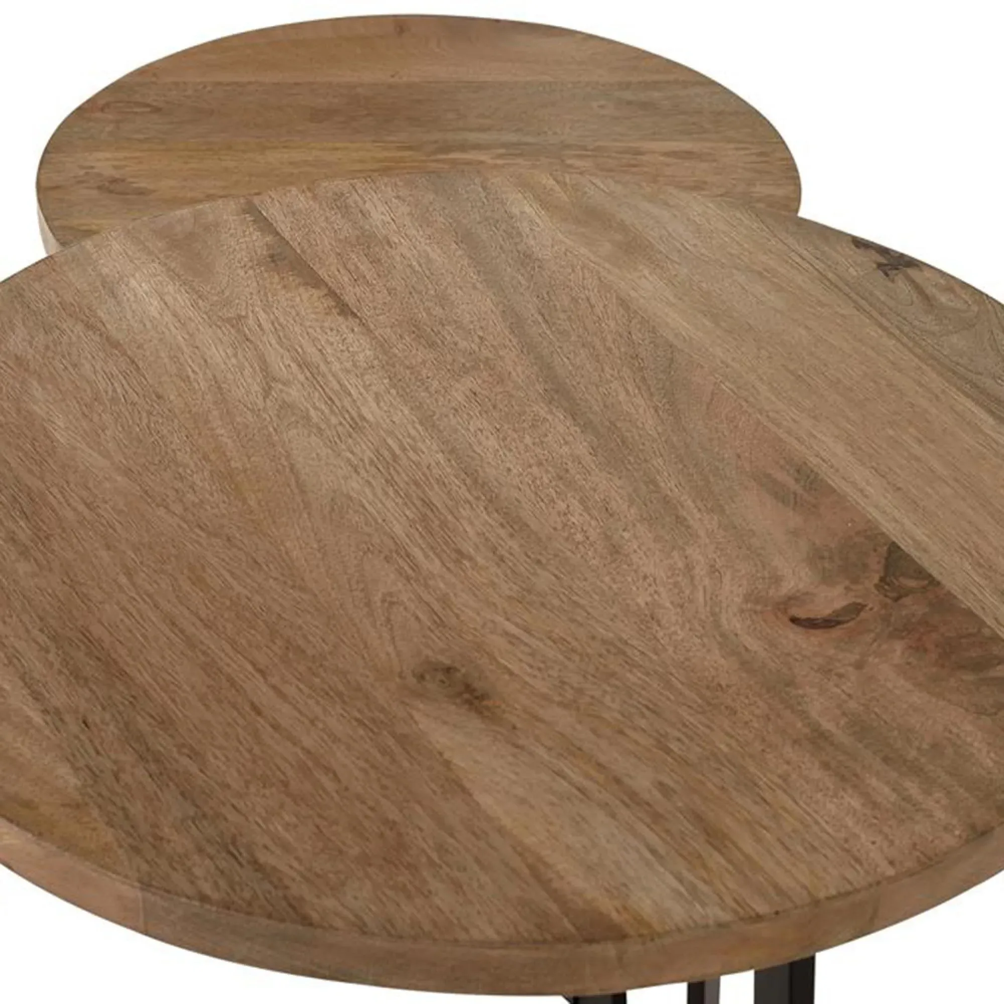 Vibambani Round End Table Set of 2 - Natural, Solid Wood