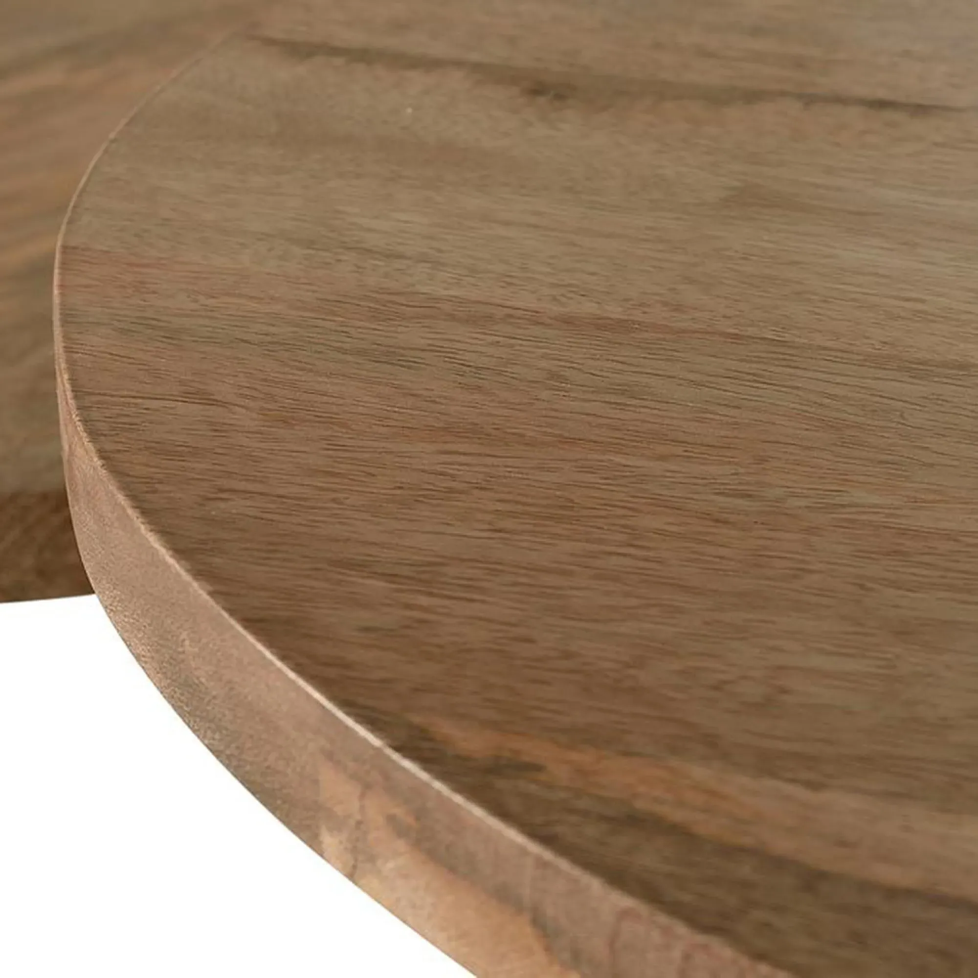 Vibambani Round End Table Set of 2 - Natural, Solid Wood