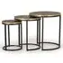 Wampembe Carved Round Nest of 3 Tables - Bronze, Metal