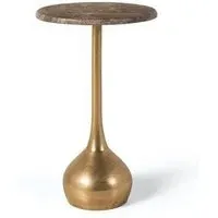 Wena Round Side Table - Brown, Marble