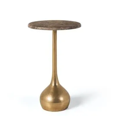 Wena Round Side Table - Brown, Marble image