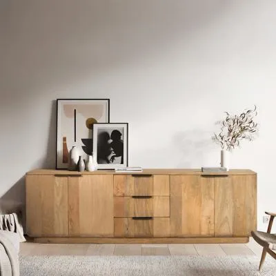 Wrenley Large TV Unit with Storage - Natural, Mango Wood