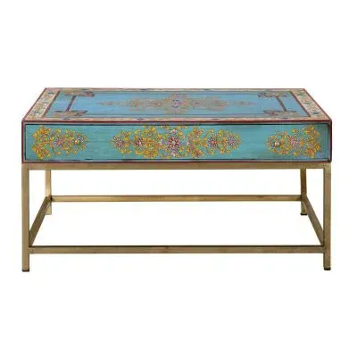Yambagomi Coffee Table with Drawer - Blue, Mango Wood image