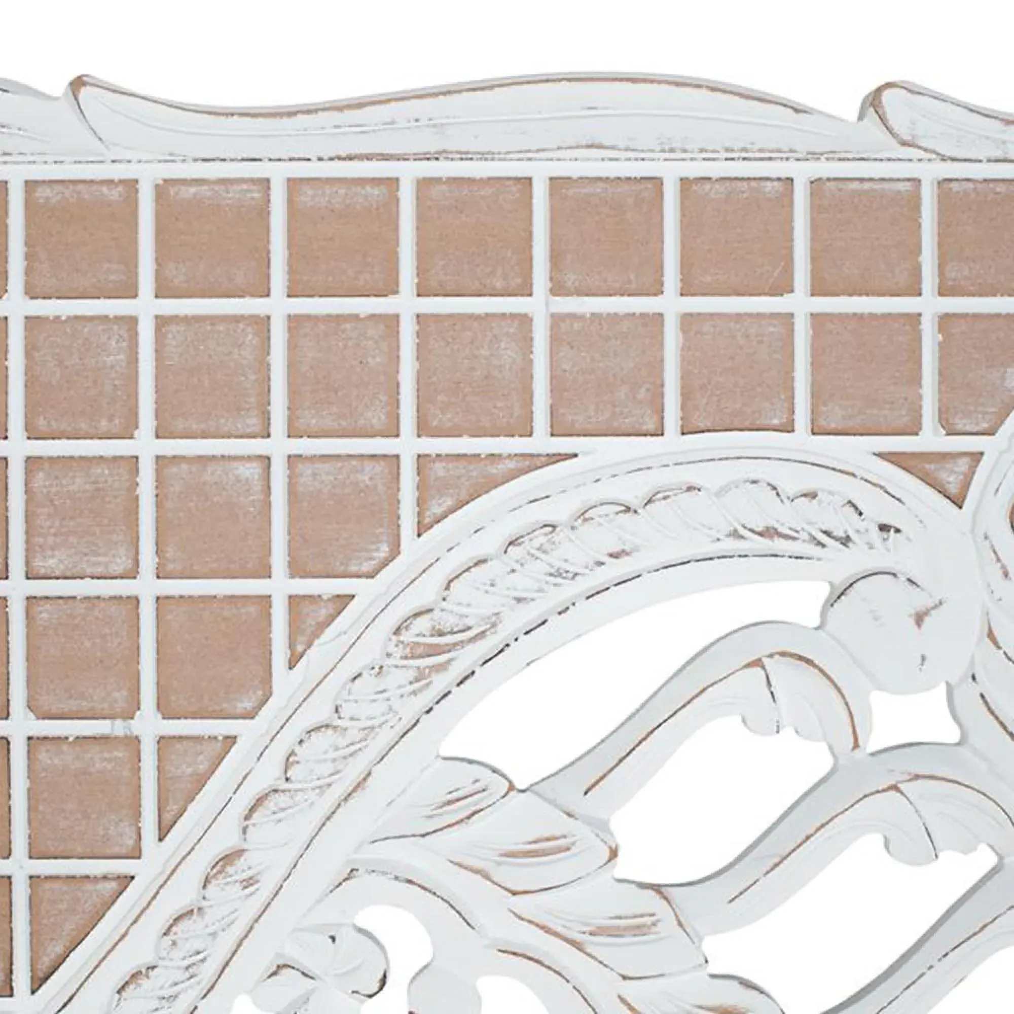 Yurchen Carved Headboard - Aged White, Mango Wood