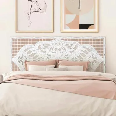 Yurchen Carved Headboard - Aged White, Mango Wood image