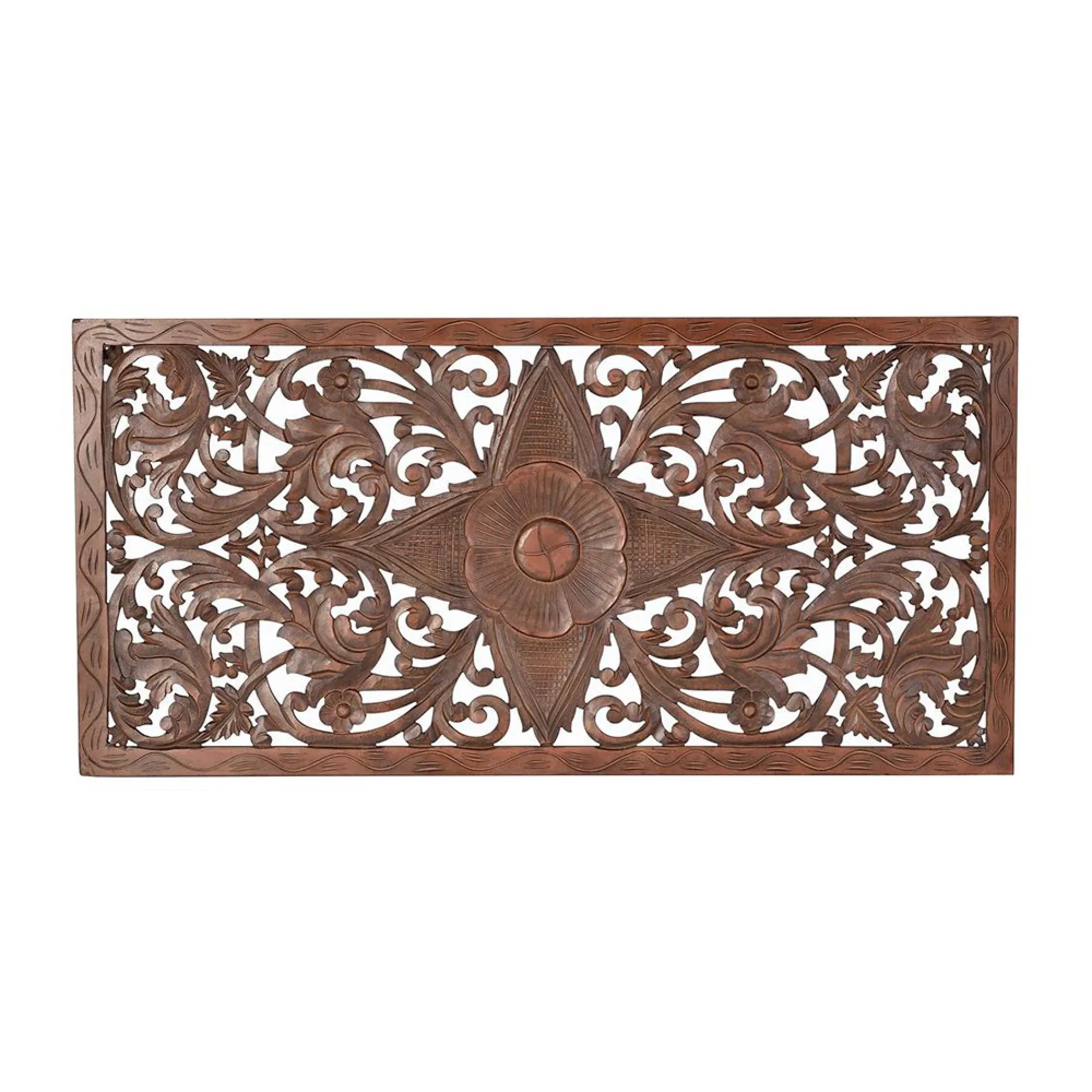 Yurchen Carved Headboard - Walnut, Wood