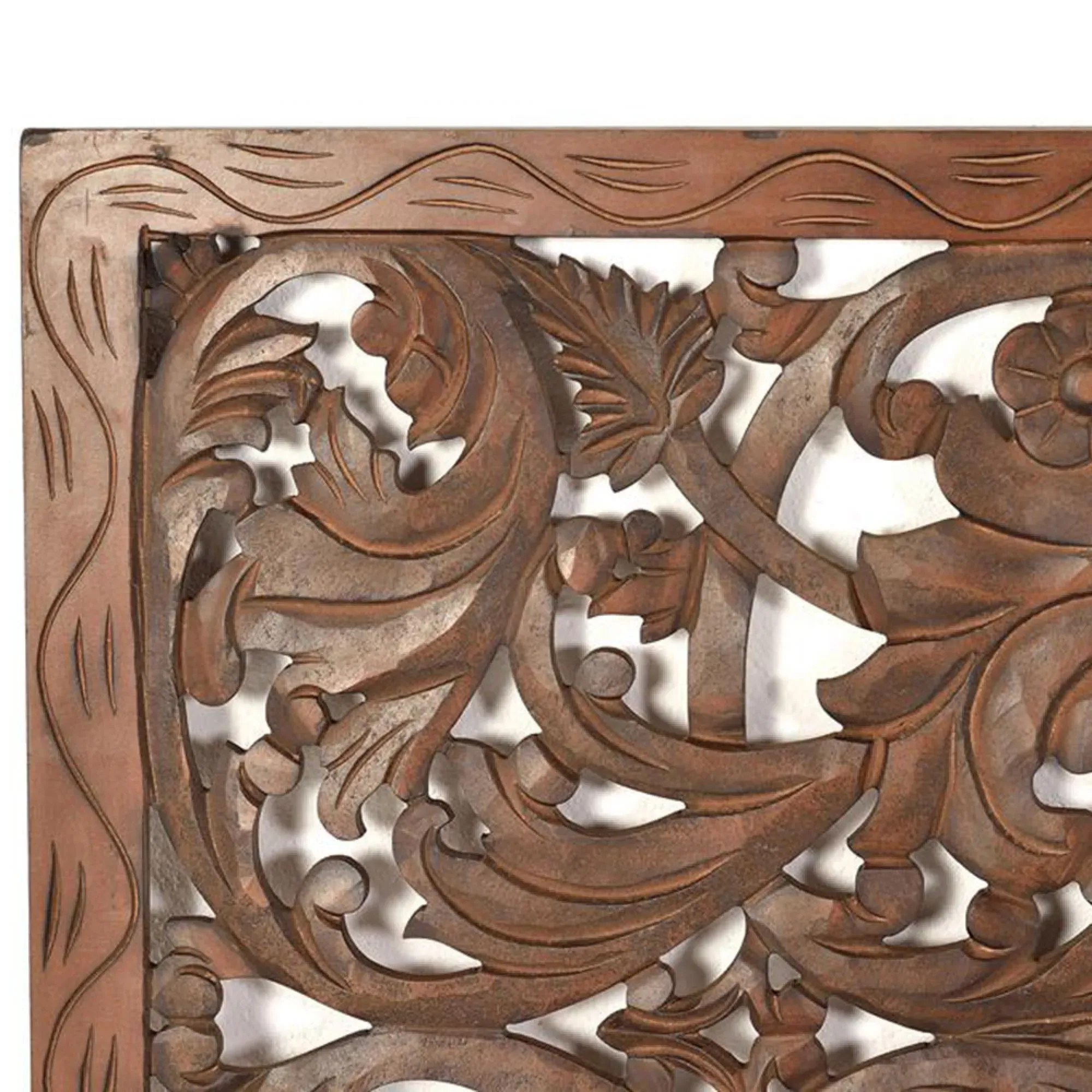 Yurchen Carved Headboard - Walnut, Wood