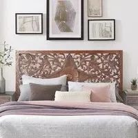 Yurchen Carved Headboard - Walnut, Wood