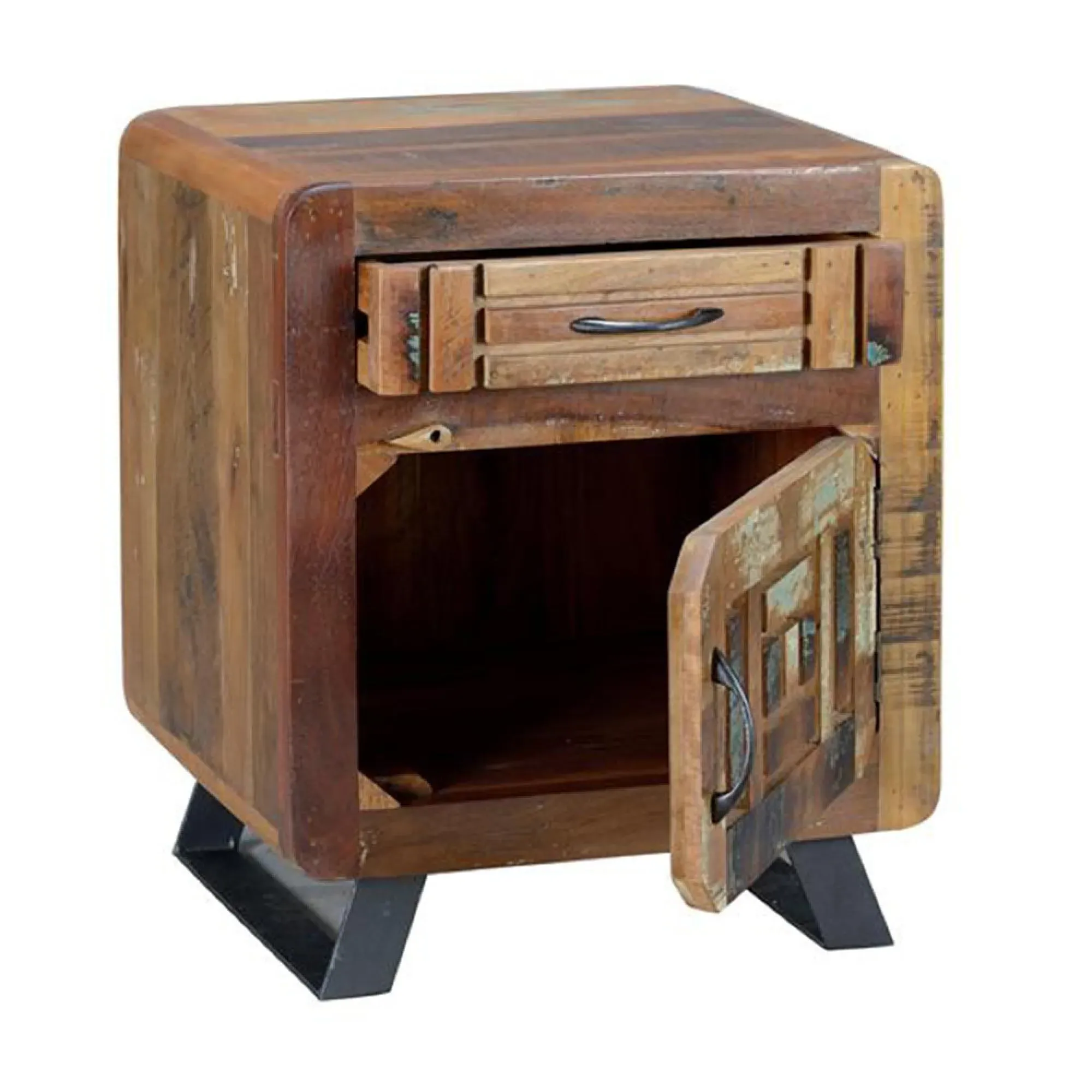 Zangird 1 Door Bedside Table - Recycled Wood