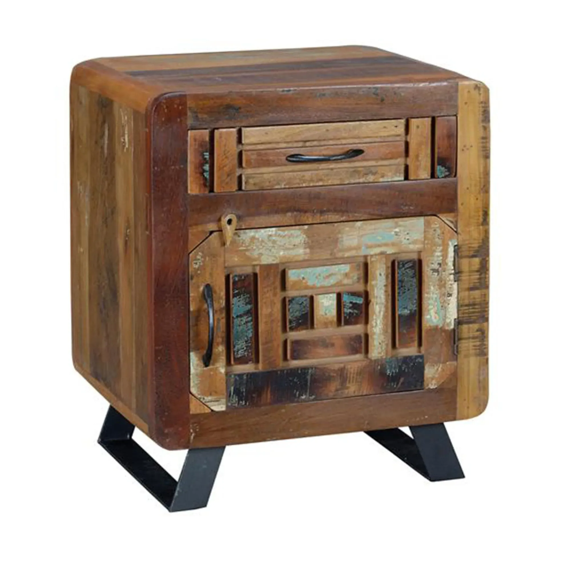 Zangird 1 Door Bedside Table - Recycled Wood