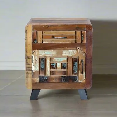 Zangird 1 Door Bedside Table - Recycled Wood image