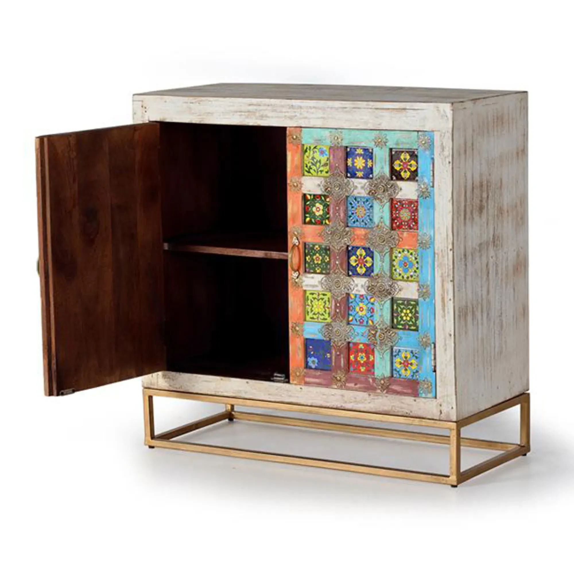 Zarephath 2 Door Cabinet - White Washed, Mango Wood