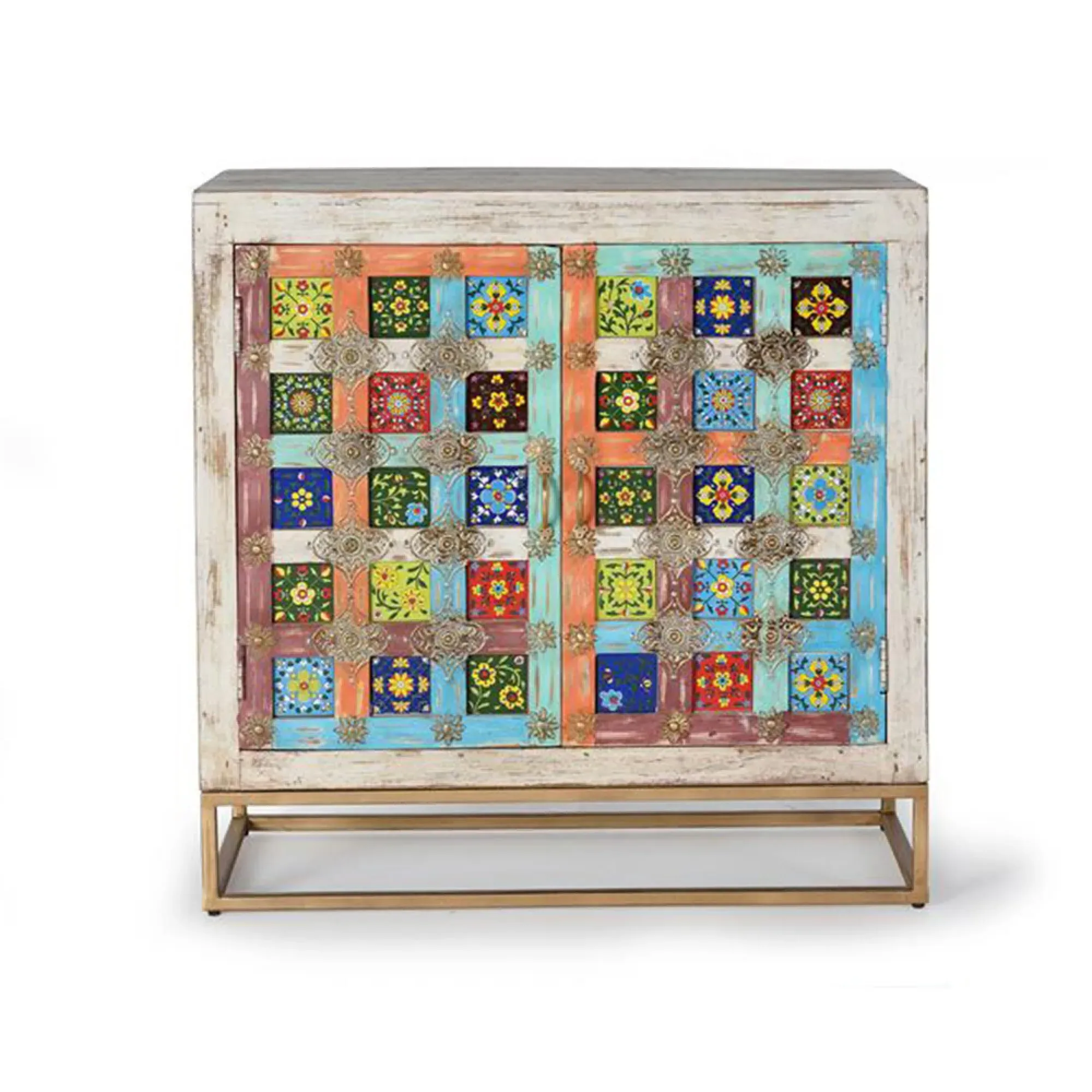 Zarephath 2 Door Cabinet - White Washed, Mango Wood