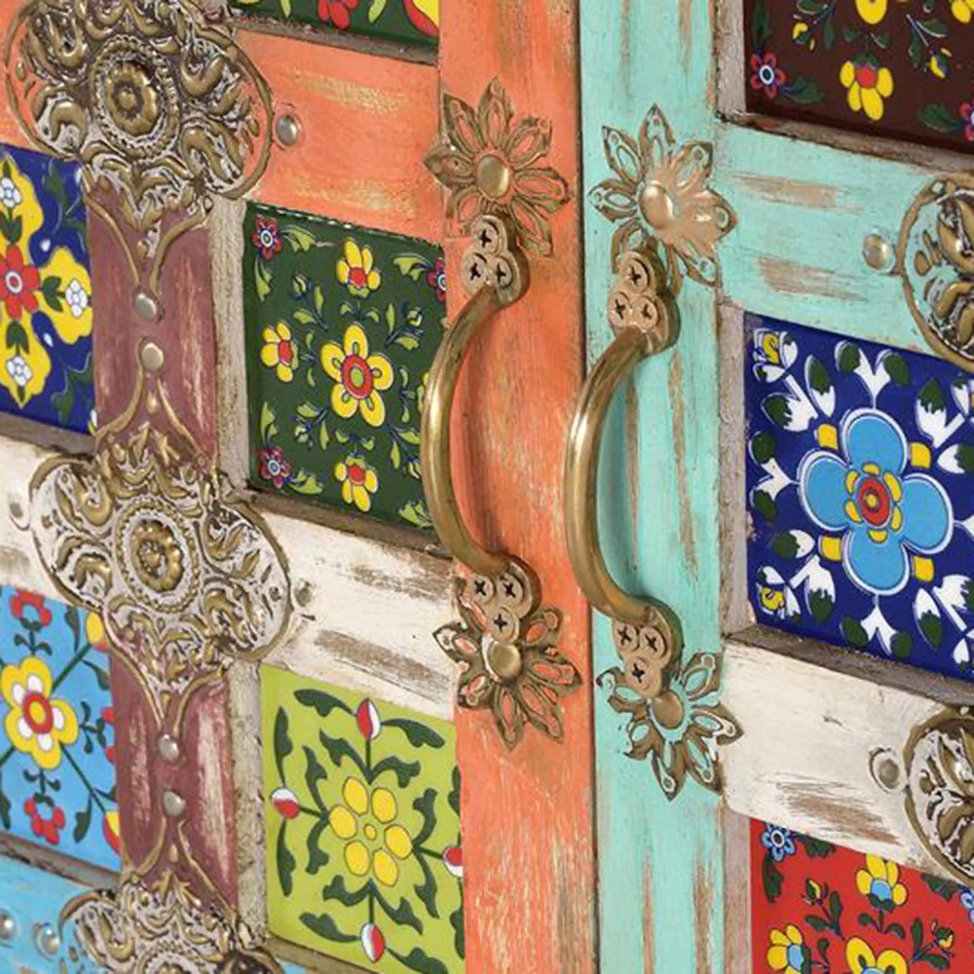 Zarephath 2 Door Cabinet - White Washed, Mango Wood