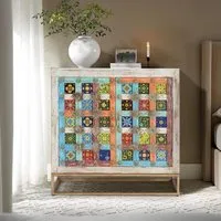 Zarephath 2 Door Cabinet - White Washed, Mango Wood