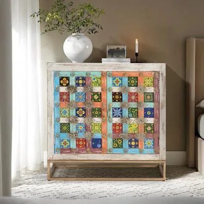 Zarephath 2 Door Cabinet - White Washed, Mango Wood image