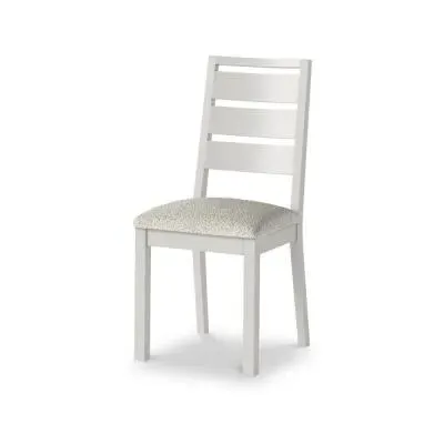 2x Grey Painted Dining Chair - White, Boucle Fabric