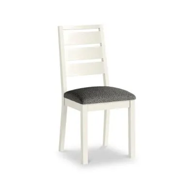 2x White Painted Dining Chair - Grey, Boucle Fabric