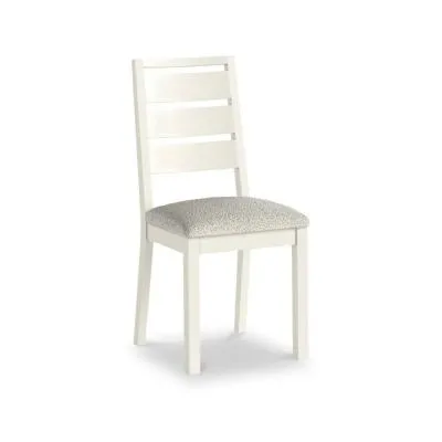 2x White Painted Dining Chair - White, Boucle Fabric