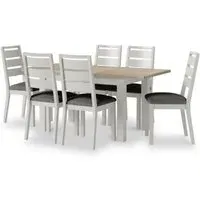 4-6 Seater Extending Dining Set with Fabric Chairs - Light Grey