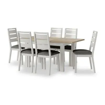 4-6 Seater Extending Dining Set with Fabric Chairs - Light Grey image
