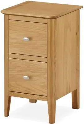 Bath 2 Drawer Narrow Bedside Cabinet - Oak