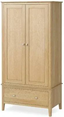 Bath Oak 2 Door 1 Drawer Double Wardrobe - Pale Oak image