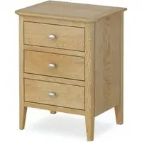 Bath Oak 3 Drawer Bedside Cabinet - Pale Oak