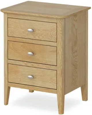 Bath Oak 3 Drawer Bedside Cabinet - Pale Oak