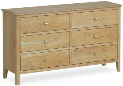Bath Oak 6 Drawer Wide Chest - Pale Oak