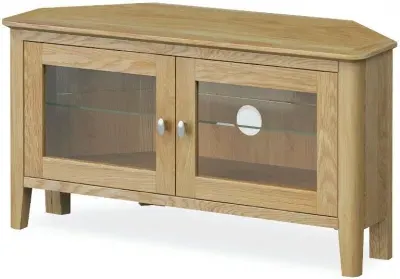Bath Oak 95cm Corner TV Unit - Pale Oak