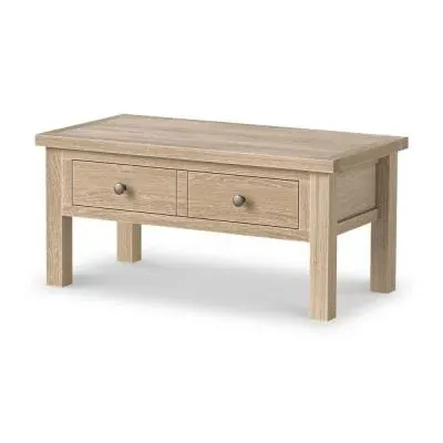 Country 2 Drawer Coffee Table - White, Oak image
