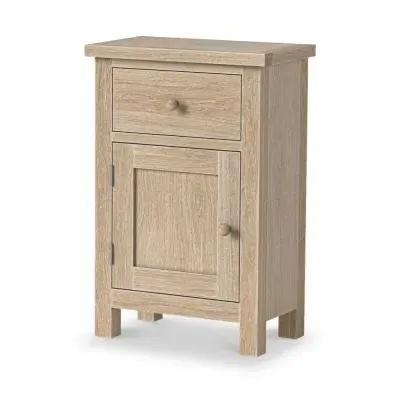 Country Oak 1 Door Telephone Cupboard - White Washed