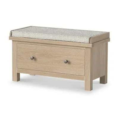 Country Oak 1 Drawer Hallway Bench - White Washed image