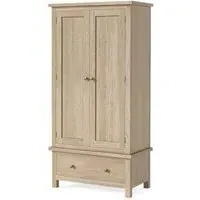 Country Oak 2 Door Gents Wardrobe - White Washed